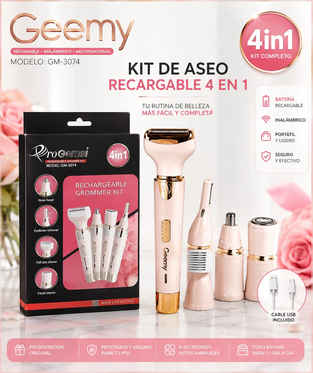 MAQUINA DEPILADORA FEMENINA RECARGABLE 4 EN 1